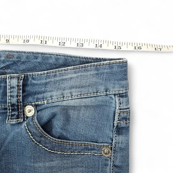 Seven7 Womens Bootcut Jeans Size 28 Medium Wash Embroidered Thick Stitch Denim - Picture 10 of 12